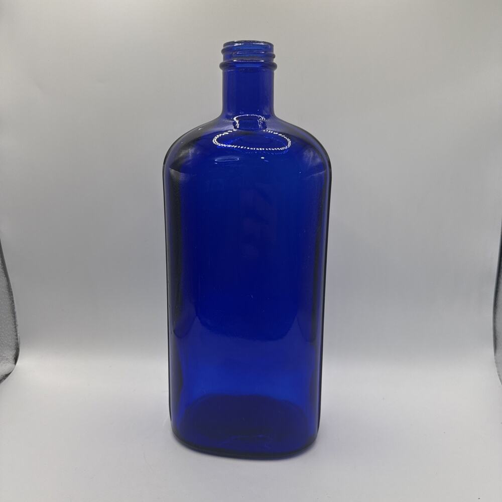 Cobalt Blue Collectible Glass Bottle Screw Top 10” Tall 4” in Wide